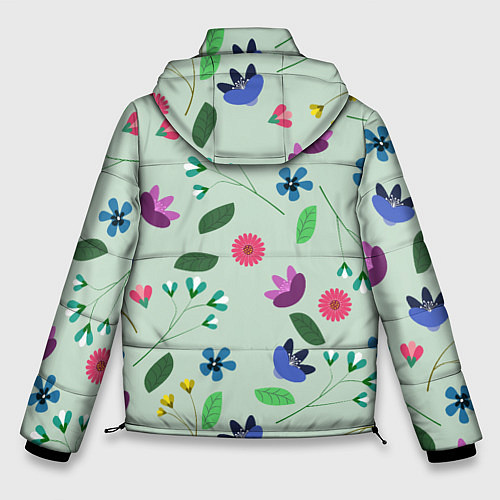 Мужская зимняя куртка Цветы, веточки и листья / 3D-Черный – фото 2
