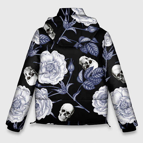 Мужская зимняя куртка Черепа с розами / 3D-Черный – фото 2