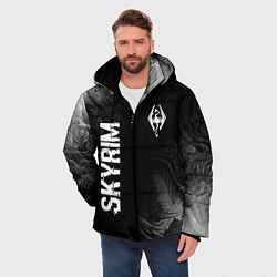 Куртка зимняя мужская Skyrim glitch на темном фоне: надпись, символ, цвет: 3D-черный — фото 2