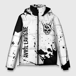 Куртка зимняя мужская Avril Lavigne и рок символ на светлом фоне, цвет: 3D-черный