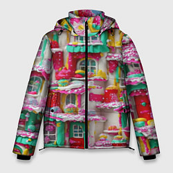 Куртка зимняя мужская Домики из сладостей, цвет: 3D-красный