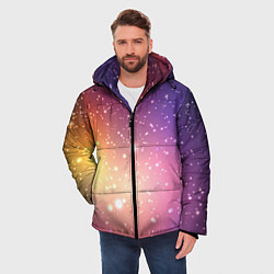 Куртка зимняя мужская Желто фиолетовое свечение и звезды, цвет: 3D-светло-серый — фото 2