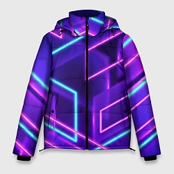 Куртка зимняя мужская Светящиеся разноцветные полосы, цвет: 3D-черный