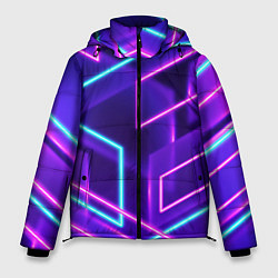 Куртка зимняя мужская Светящиеся разноцветные полосы, цвет: 3D-светло-серый