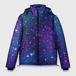 Куртка зимняя мужская Фиолетовая розовая звездная туманность в космосе, цвет: 3D-светло-серый
