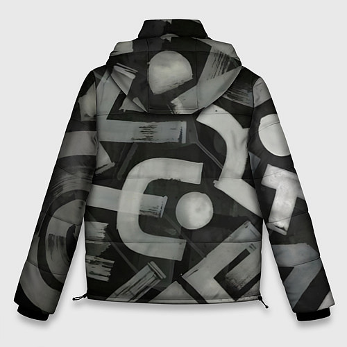 Мужская зимняя куртка Шрифтовые узоры / 3D-Черный – фото 2