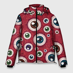 Куртка зимняя мужская Множество жутких глаз, цвет: 3D-красный