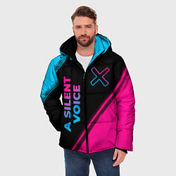 Куртка зимняя мужская A Silent Voice - neon gradient: надпись, символ, цвет: 3D-черный — фото 2