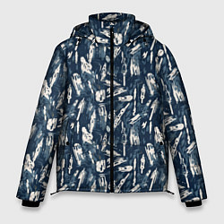 Куртка зимняя мужская Абстрактный узор с сине-белыми элементами, цвет: 3D-светло-серый