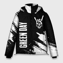 Мужская зимняя куртка Green Day и рок символ на темном фоне