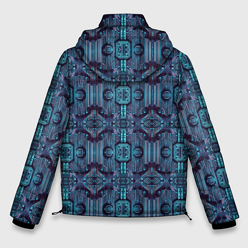 Мужская зимняя куртка Сине-фиолетовый киберпанк / 3D-Черный – фото 2