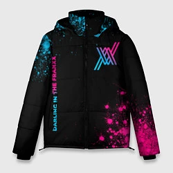 Куртка зимняя мужская Darling in the FranXX - neon gradient: надпись, си, цвет: 3D-черный