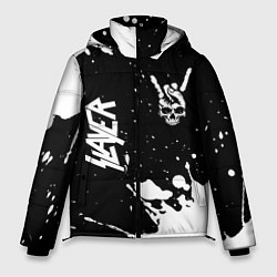 Мужская зимняя куртка Slayer и рок символ на темном фоне