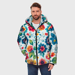 Куртка зимняя мужская Цветочный узор красивый, цвет: 3D-светло-серый — фото 2