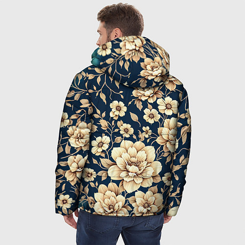Мужская зимняя куртка Золотые цветы узор / 3D-Светло-серый – фото 4