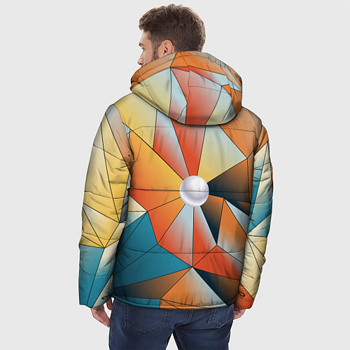 Мужская зимняя куртка Жемчужина - градиент из полигональных треугольнико / 3D-Светло-серый – фото 4