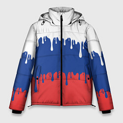 Куртка зимняя мужская Флаг России - потёки, цвет: 3D-черный
