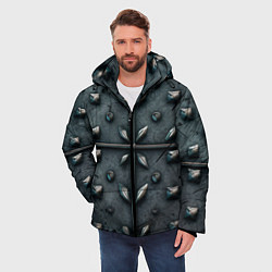 Куртка зимняя мужская Металлический шипованный паттерн, цвет: 3D-светло-серый — фото 2