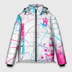 Куртка зимняя мужская Death Stranding neon gradient style: надпись, симв, цвет: 3D-черный