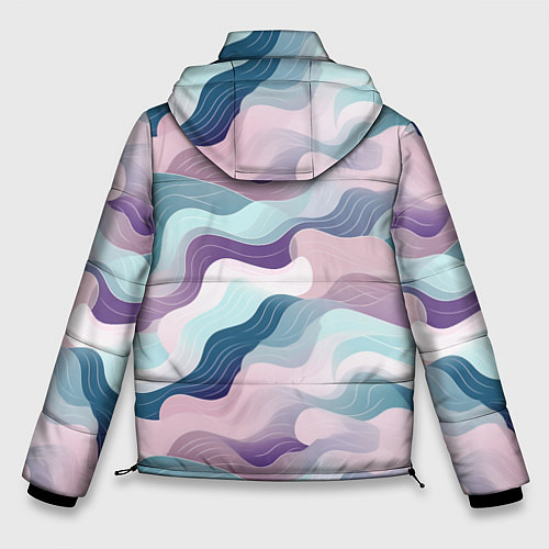 Мужская зимняя куртка Абстрактные волны разноцветные / 3D-Черный – фото 2