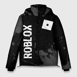 Мужская зимняя куртка Roblox glitch на темном фоне: надпись, символ