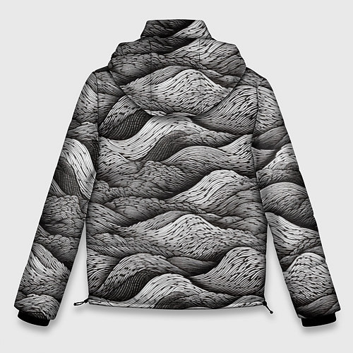 Мужская зимняя куртка Черные и белые волны / 3D-Черный – фото 2