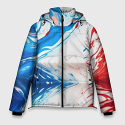 Куртка зимняя мужская Белые синие красные брызги, цвет: 3D-черный