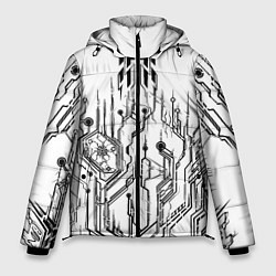 Куртка зимняя мужская ЧБ Киберпанк-Модерн, цвет: 3D-красный