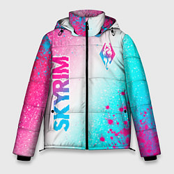 Мужская зимняя куртка Skyrim neon gradient style: надпись, символ