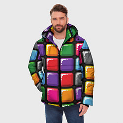 Куртка зимняя мужская Пиксельные кубики, цвет: 3D-красный — фото 2