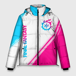 Куртка зимняя мужская Final Fantasy neon gradient style: надпись, символ, цвет: 3D-черный