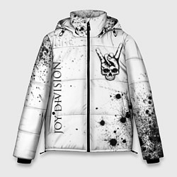 Мужская зимняя куртка Joy Division и рок символ на светлом фоне