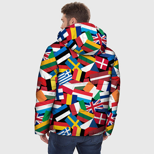 Мужская зимняя куртка Флаги стран Европейского Союза / 3D-Светло-серый – фото 4