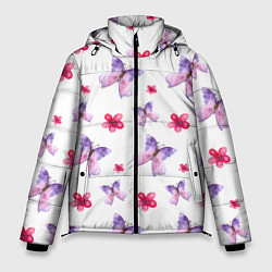 Куртка зимняя мужская Spring butterflies, цвет: 3D-черный