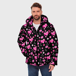 Куртка зимняя мужская Черный фон, барби и цветы, цвет: 3D-красный — фото 2