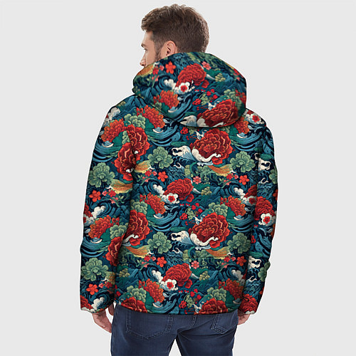Мужская зимняя куртка Рисунок Ирезуми Паттерн / 3D-Светло-серый – фото 4