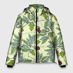 Куртка зимняя мужская Зелененькие листья, цвет: 3D-красный
