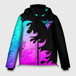 Куртка зимняя мужская Bon Jovi неоновый огонь, цвет: 3D-черный