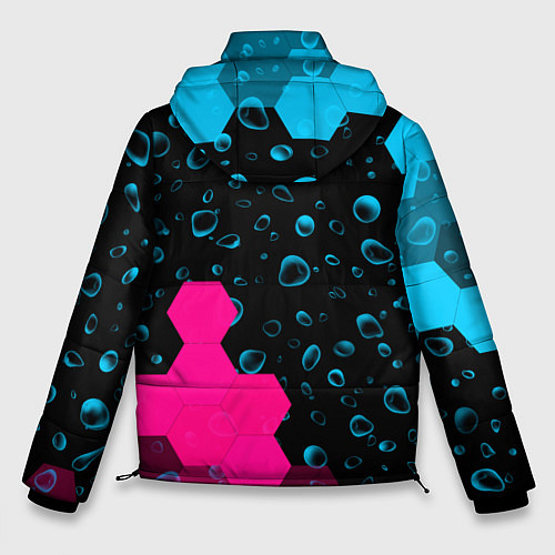 Мужская зимняя куртка Infiniti - neon gradient: надпись, символ / 3D-Черный – фото 2