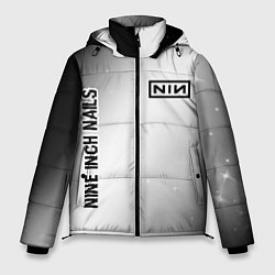 Мужская зимняя куртка Nine Inch Nails glitch на светлом фоне: надпись, с