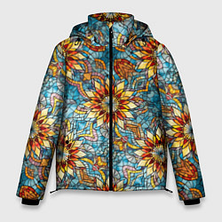 Куртка зимняя мужская Витражная мозаика в стиле Арт Деко, цвет: 3D-черный