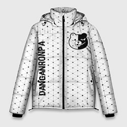 Мужская зимняя куртка Danganronpa glitch на светлом фоне: надпись, симво