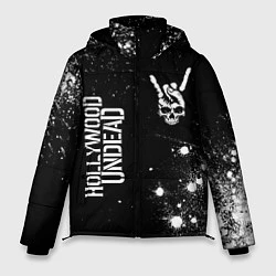 Куртка зимняя мужская Hollywood Undead и рок символ на темном фоне, цвет: 3D-черный