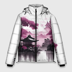 Мужская зимняя куртка Японские мотивы - фиолетовый