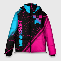 Куртка зимняя мужская Minecraft - neon gradient: надпись, символ, цвет: 3D-черный