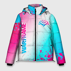 Мужская зимняя куртка Warframe neon gradient style: надпись, символ