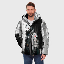 Куртка зимняя мужская Охотник в маске кицунэ, цвет: 3D-светло-серый — фото 2
