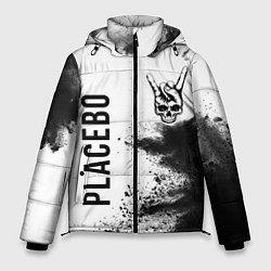 Мужская зимняя куртка Placebo и рок символ на светлом фоне