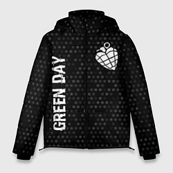 Мужская зимняя куртка Green Day glitch на темном фоне: надпись, символ