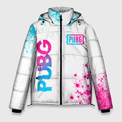 Мужская зимняя куртка PUBG neon gradient style: надпись, символ